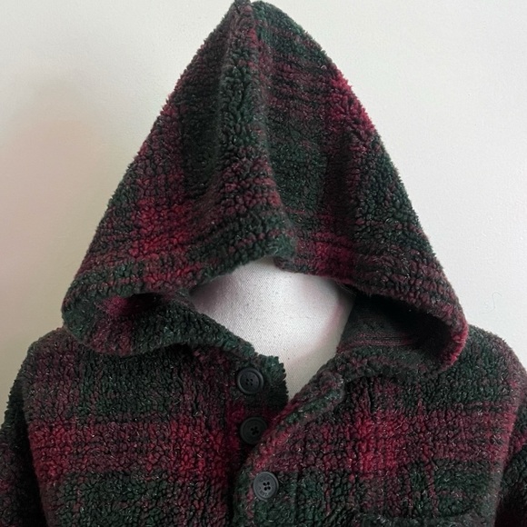 Vintage Gap • Kids Fuzzy Plaid Hooded Pullover and Glove Set - Picture 3 of 7